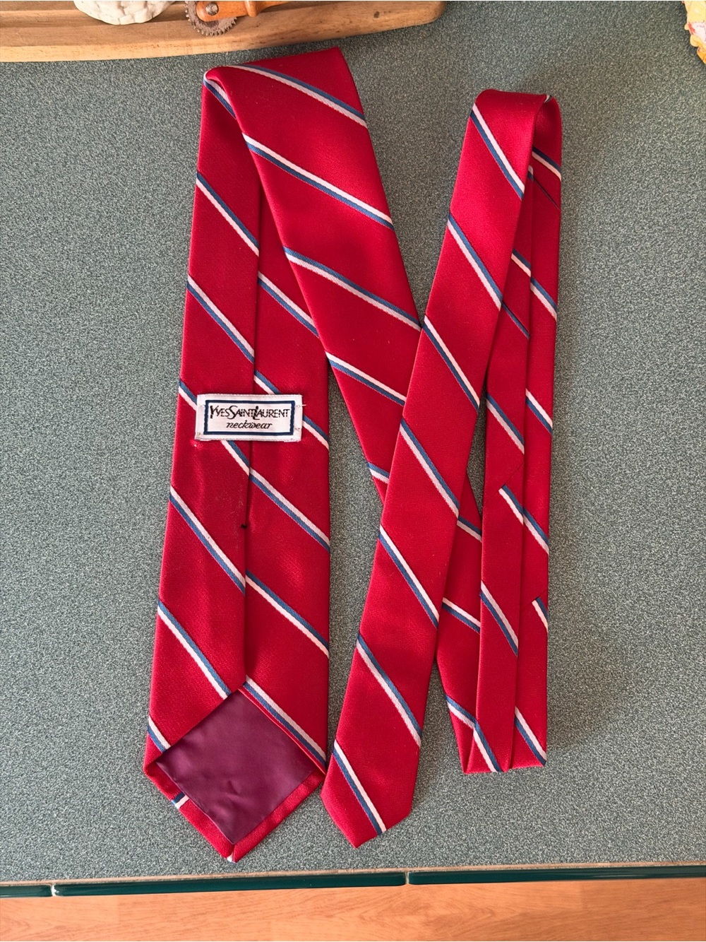 Vintage Yves Saint Laurent red silk necktie